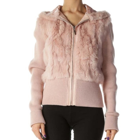 blanc noir Jackets & Blazers - Blanc Noir leather and rabbit fur jacket